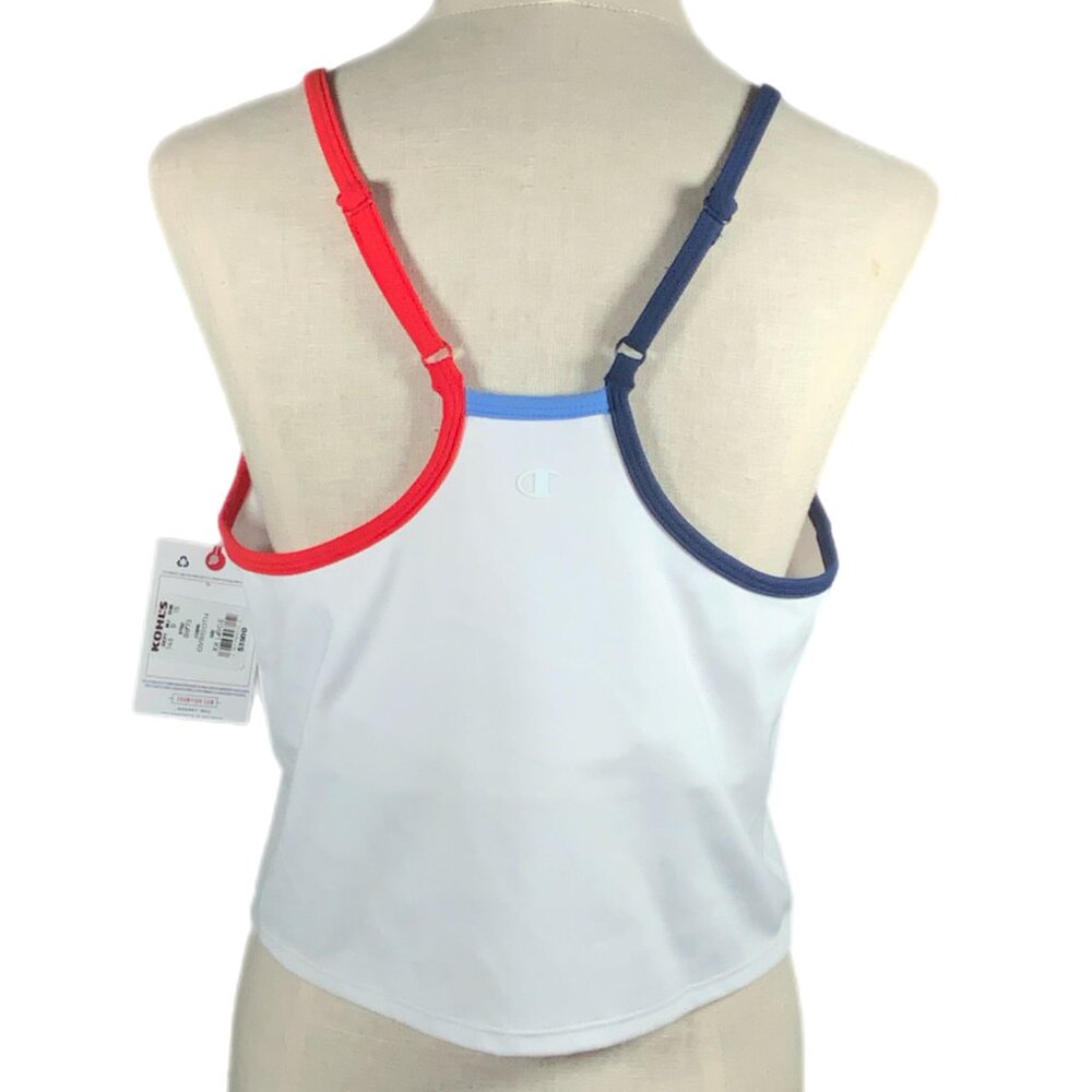 NWT Champion Soft Touch Longline Cropped Cami Shelf Bra XXL 2XL White Anti Odor - Picture 5 of 13